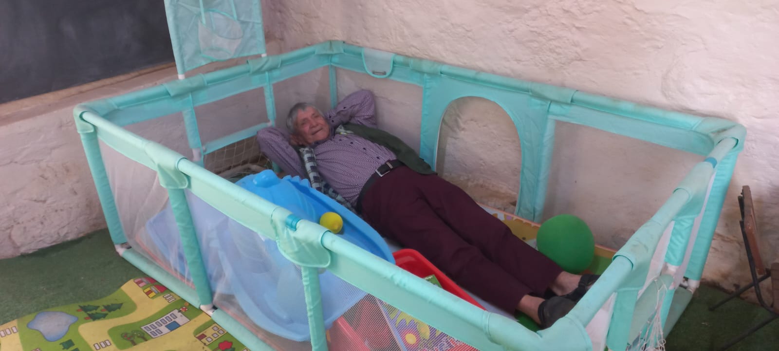 Maeder in his Playpen